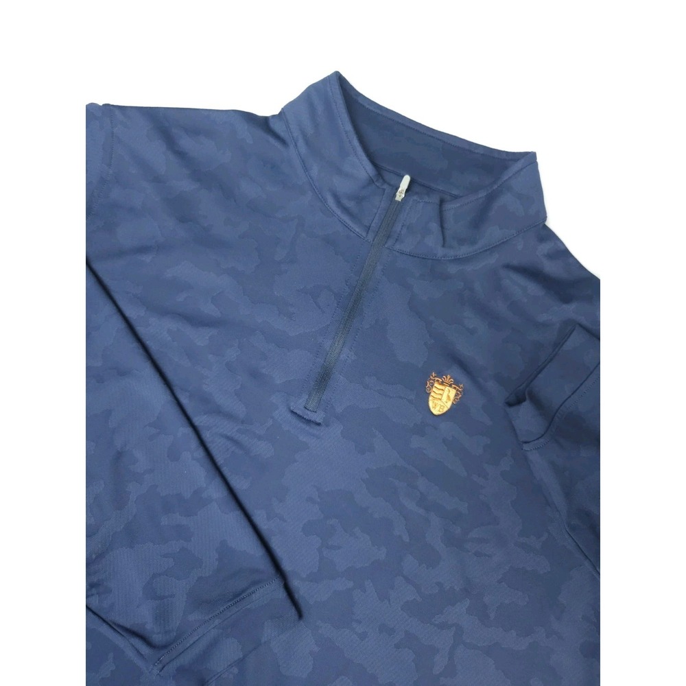 Peter Millar Men's Blue Camo Quarter Zip Pullover 2XL